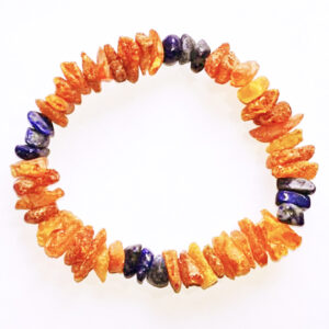 Braccialetto in ambra baltica naturale abbinato a collari con Lapislazzuli