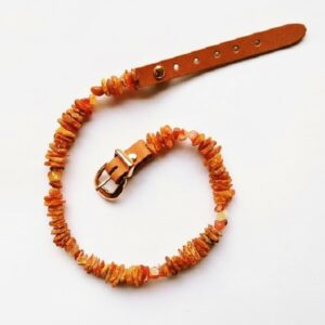 collare in ambra baltica con corniola