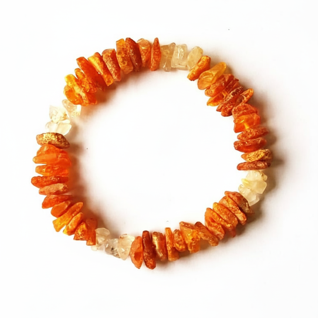 Braccialetto in ambra baltica naturale abbinato a collari con Quarzo Rutilato 1 Braccialetto ambra e quarzo rutilato